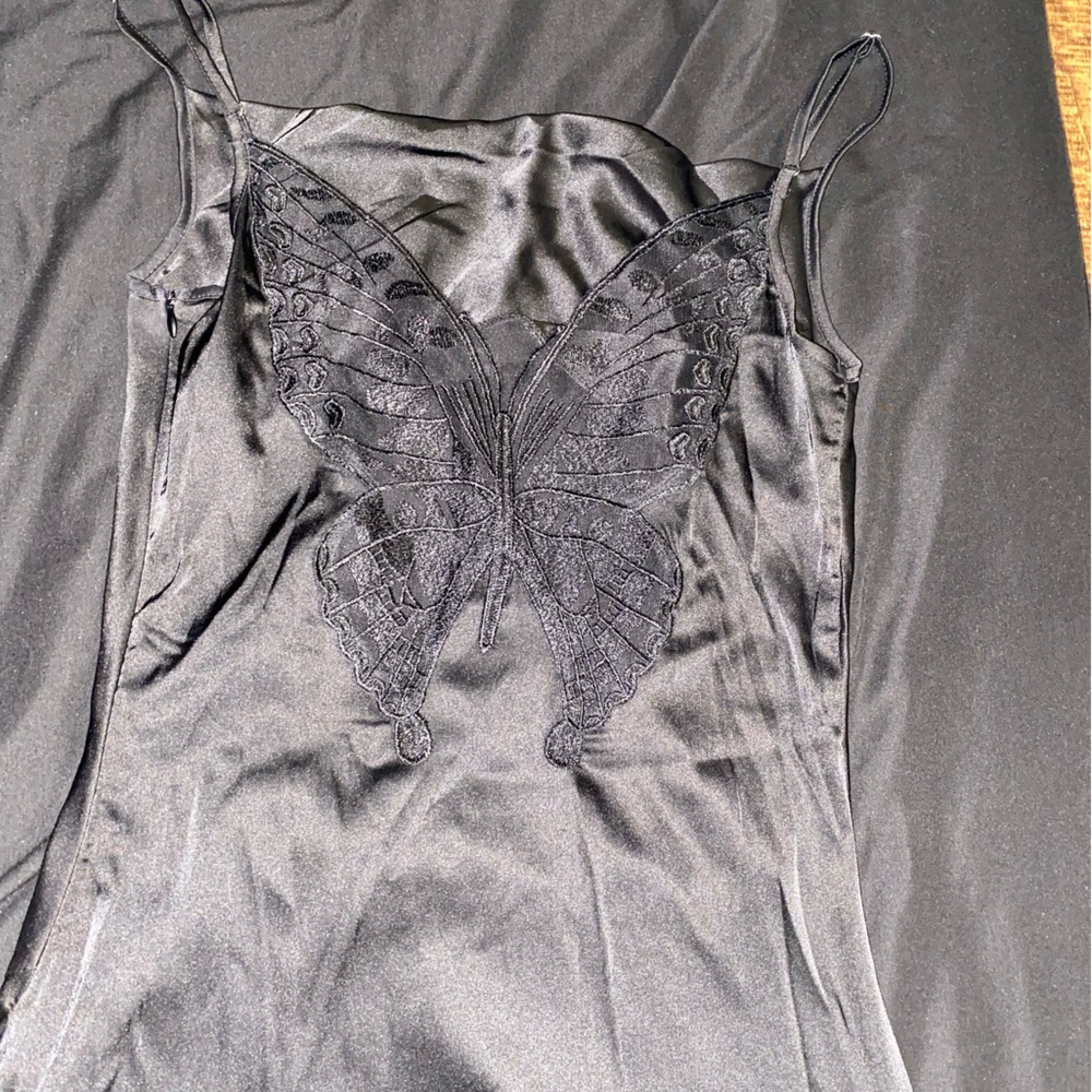 Beautiful silk black mini dress WITH wings